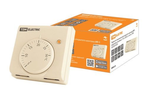 Термостат механический открытого монтажа НТ-1, индикатор, вкл/выкл, 10 А, 230 В, сл. кость, ТДМ                                        