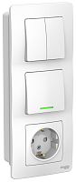 Блок с/у Бланка Розетка 1м с/з с з/ш 16А + Выкл. 1кл с инд. + Выкл.2кл белый IP20 (упак-3 шт) SchE          