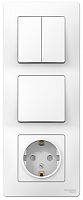 Блок с/у Бланка Розетка 1м с/з с з/ш 16А + Выкл. 1кл + Выкл. 2кл белый IP20 (упак-3 шт) SchE          