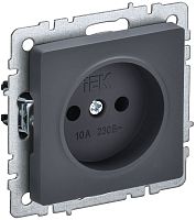 Розетка с/у BRITE 1м б/з графит IP20 механизм 10А ИЭК          