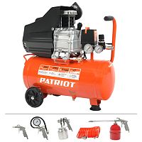 Компрессор Patriot поршневой масляный EURO 24-240K, 240 л/мин, 8 бар, 1500 Вт, 24 л, быстросъемный          