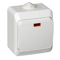 Выключатель о/у Этюд 1кл белый IP44 10А с инд. (упак-14шт) SchE          